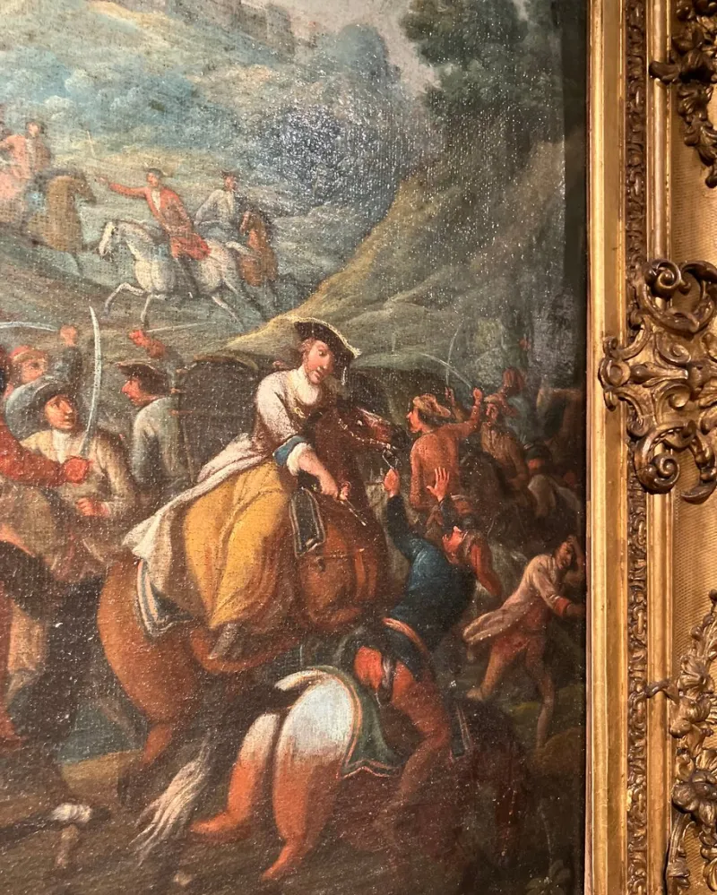Pamono Italian Artist, Baroque Battle Scene, 1600s, Oil on Canvas, Framed> Old Masters
