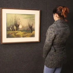Outlet Pamono Italian Artist, Landscape in Impressionist Style, 1960, Oil on Panel, Framed