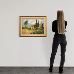 Pamono Italian Artist, Landscape, 1970s, Oil on Canvas, Framed> Mid-Century