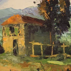 Pamono Italian Artist, Landscape, 1970s, Oil on Canvas, Framed><noscript><img width=