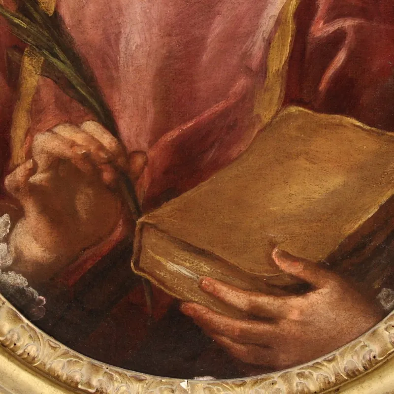 Pamono Italian Artist, Saint Lawrence, 1680, Oval Oil on Canvas, Framed> Painting