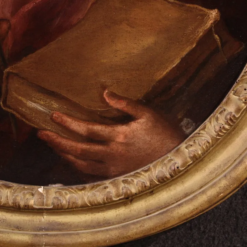 Pamono Italian Artist, Saint Lawrence, 1680, Oval Oil on Canvas, Framed> Painting