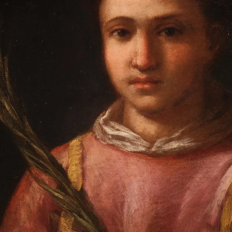 Pamono Italian Artist, Saint Lawrence, 1680, Oval Oil on Canvas, Framed> Painting