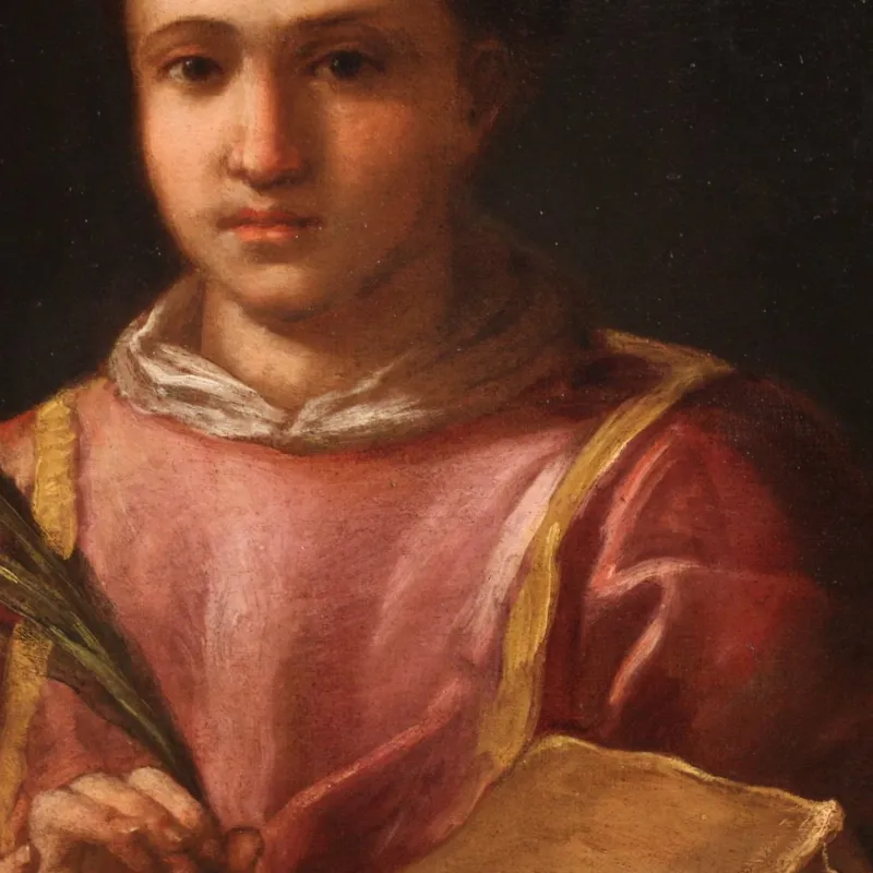Pamono Italian Artist, Saint Lawrence, 1680, Oval Oil on Canvas, Framed> Painting