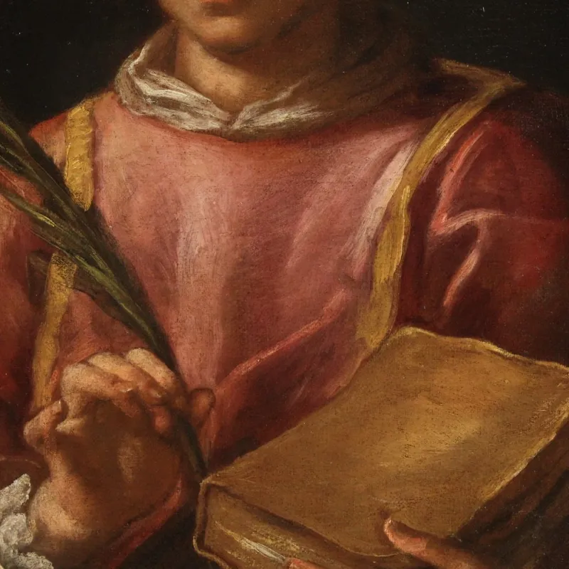 Pamono Italian Artist, Saint Lawrence, 1680, Oval Oil on Canvas, Framed> Painting