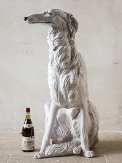 Outlet Pamono Italian Artist, Sculpture of a Borzoi Hound, 1970s, White-Painted Terracotta