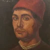Pamono Italian Artist, 16th or 17th Century Figure, 1920s, Oil on Cardboard, Framed> Classical