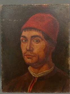 Pamono Italian Artist, 16th or 17th Century Figure, 1920s, Oil on Cardboard, Framed><noscript><img width=