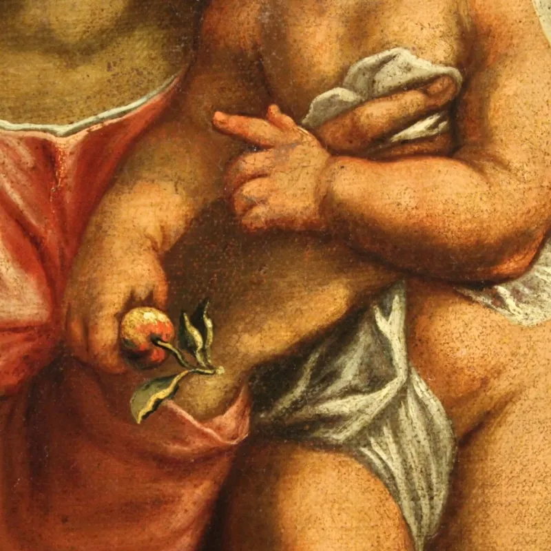 Pamono Italian Artist, Virgin with Child, 1670, Oil on Canvas, Framed> Classical