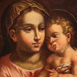 Pamono Italian Artist, Virgin with Child, 1670, Oil on Canvas, Framed><noscript><img width=
