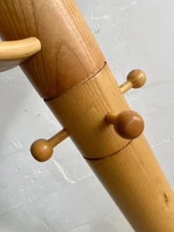 Pamono Italian Ash Wood and Travertine Coat Stand in the Style of Ettore Sottsass