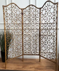 Pamono Italian Bamboo & Rattan Organic Bohemian 3 Panel Folding Screen, 1960s