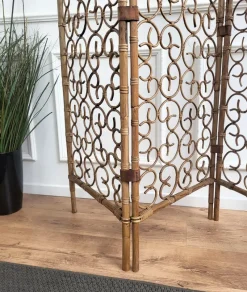 Pamono Italian Bamboo & Rattan Organic Bohemian 3 Panel Folding Screen, 1960s