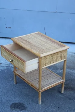 Sale Pamono Italian Bamboo and Rattan Nightstand, 1950s