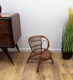 Online Pamono Italian Bamboo and Rattan Children's Mini Hoop Chair, 1960s