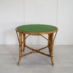 Pamono Italian Bamboo Table with Glass Top, 1960s><noscript><img width=
