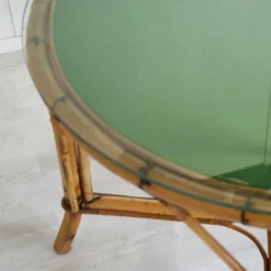Pamono Italian Bamboo Table with Glass Top, 1960s><noscript><img width=