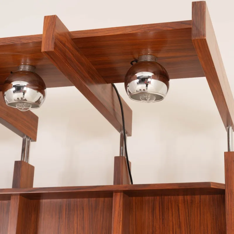 Pamono Italian Bar Unit with Stools, 1970s, Set of 3> Cabinets & Wardrobes