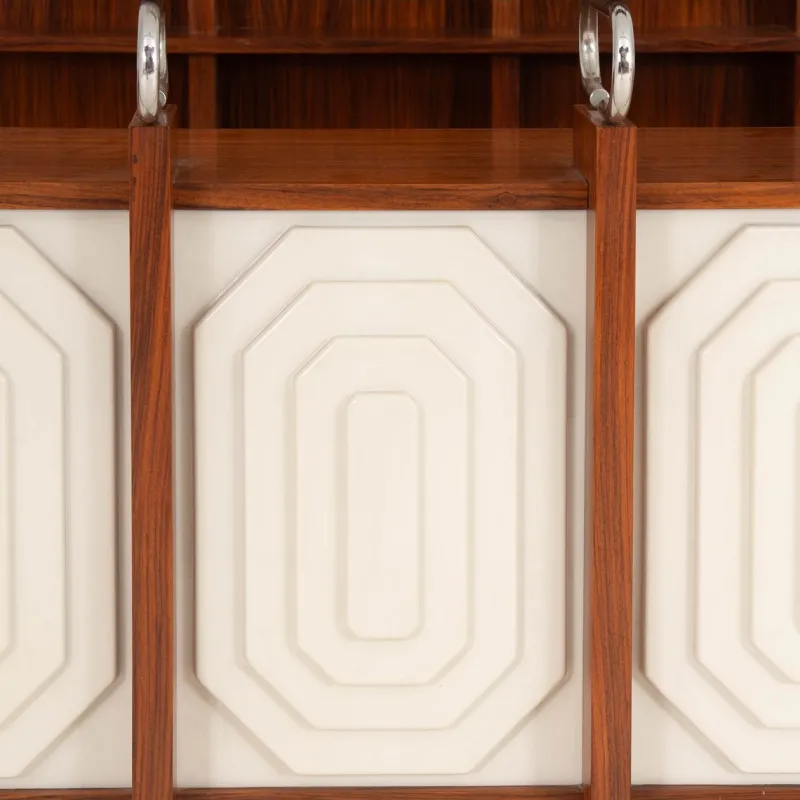 Pamono Italian Bar Unit with Stools, 1970s, Set of 3> Cabinets & Wardrobes