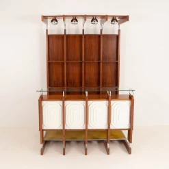 Pamono Italian Bar Unit with Stools, 1970s, Set of 3><noscript><img width=