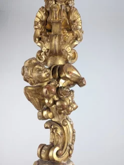 Pamono Italian Baroque Torcheres in Golden Wood, 1800s, Set of 2><noscript><img width=