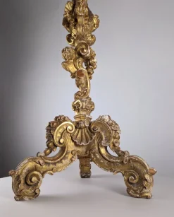 Pamono Italian Baroque Torcheres in Golden Wood, 1800s, Set of 2><noscript><img width=