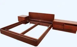 Pamono Italian Bed and Nightstands, 1960s, Set of 3><noscript><img width=
