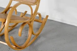 Sale Pamono Italian Bentwood Rocking Chair with Woven Cane Seat by Luigi Crassevig, 1970s