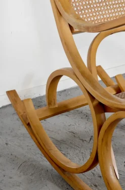 Sale Pamono Italian Bentwood Rocking Chair with Woven Cane Seat by Luigi Crassevig, 1970s