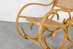 Sale Pamono Italian Bentwood Rocking Chair with Woven Cane Seat by Luigi Crassevig, 1970s