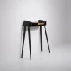 Hot Pamono Italian Black Lacquered Wood Console with Brass Drawer Front, 1950s