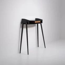 Hot Pamono Italian Black Lacquered Wood Console with Brass Drawer Front, 1950s