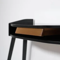 Hot Pamono Italian Black Lacquered Wood Console with Brass Drawer Front, 1950s