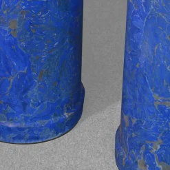 Pamono Italian Blue Marbled Scagliola Columns, Set of 2> Decorative Objects
