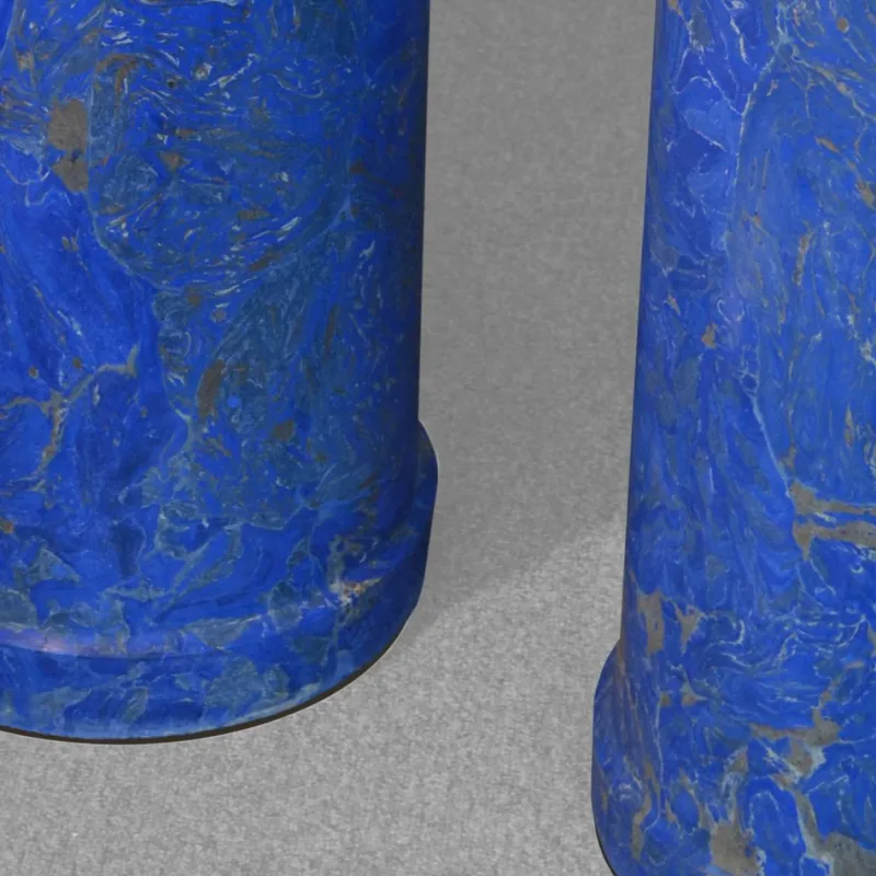 Pamono Italian Blue Marbled Scagliola Columns, Set of 2> Decorative Objects