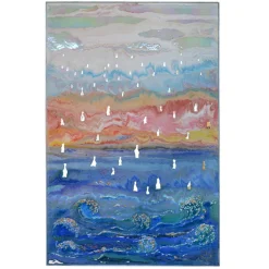 Pamono Italian Blue Waves in Relief Scagliola Art Wall Panel by Cupioli> Decorative Objects