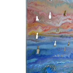 Pamono Italian Blue Waves in Relief Scagliola Art Wall Panel by Cupioli> Decorative Objects