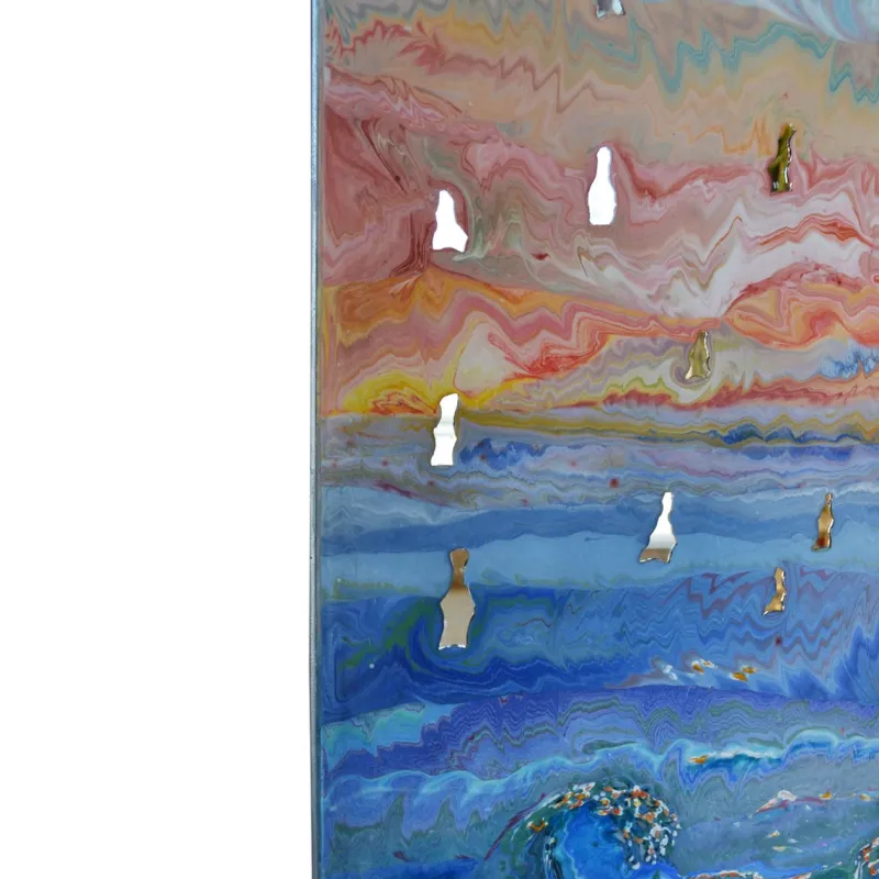 Pamono Italian Blue Waves in Relief Scagliola Art Wall Panel by Cupioli> Decorative Objects