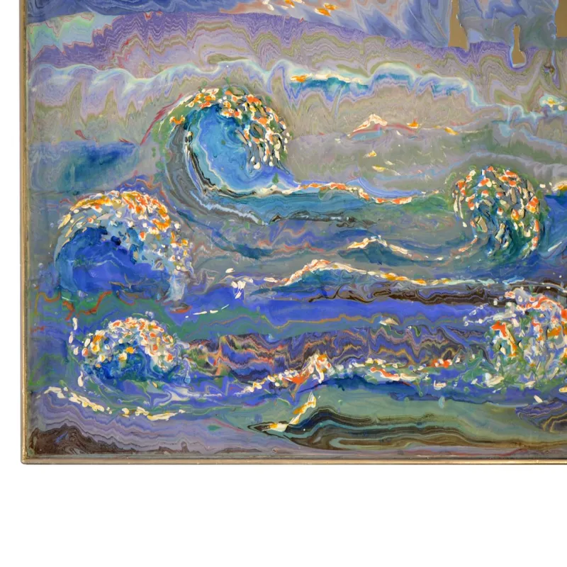 Pamono Italian Blue Waves in Relief Scagliola Art Wall Panel by Cupioli> Decorative Objects