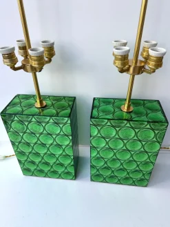 Pamono Italian Brass and Murano Glass Lamps by Roberto Giulio Rida, 2010s, Set of 2><noscript><img width=
