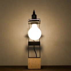 Pamono Italian Brutalist Travertine Lamp, 1970s><noscript><img width=
