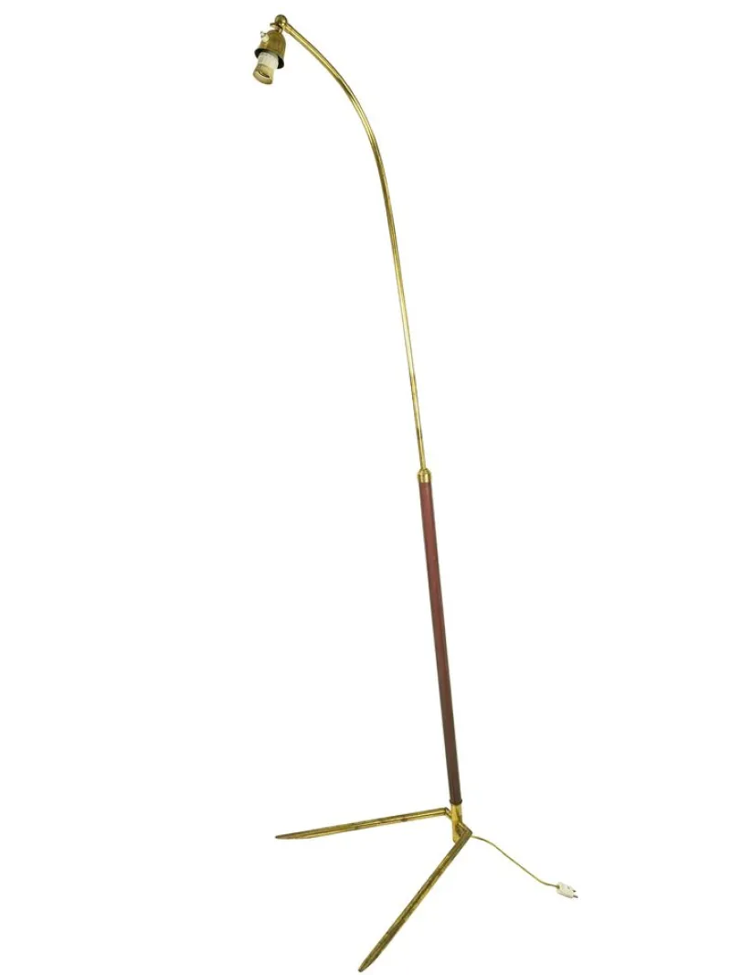 Best Pamono Italian Burgundy Metal & Brass Floor Lamp, 1940s