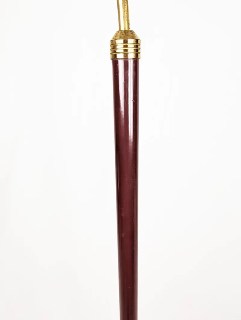 Best Pamono Italian Burgundy Metal & Brass Floor Lamp, 1940s