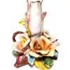 Pamono Italian Capodimonte Biscuit Porcelain Rose Flower Candleholder, 1950s