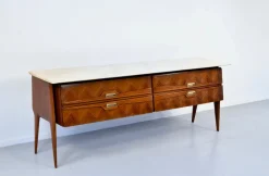 Online Pamono Italian Carrara Marble and Brass Sideboard, 1960s