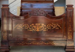 Pamono Italian Carved Inlaid Mahogany Burl Bed, 19th Century> Beds & Bedroom Sets