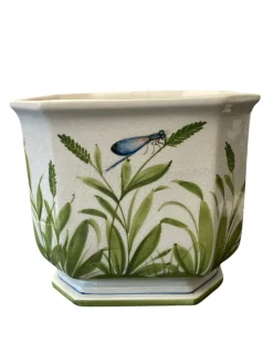 Pamono Italian Ceramic Cachepot Planter with Dragonfly Design> Planters And Jardiniere