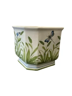 Pamono Italian Ceramic Cachepot Planter with Dragonfly Design><noscript><img width=