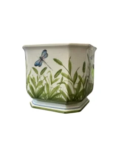 Pamono Italian Ceramic Cachepot Planter with Dragonfly Design><noscript><img width=