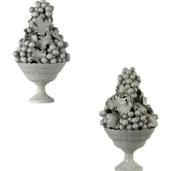 Pamono Italian Ceramic Fruit Topiary Sculptures attributed to Ceramica Nove, 1950s, Set of 2> Garden Accessories